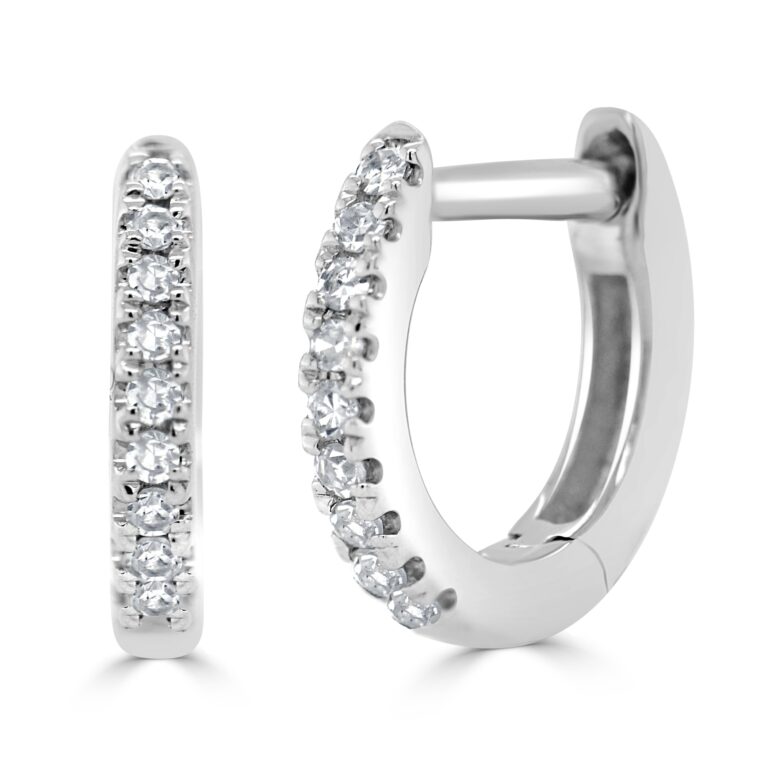 14k Gold & Diamond Huggie Earrings- 0.05 ct.