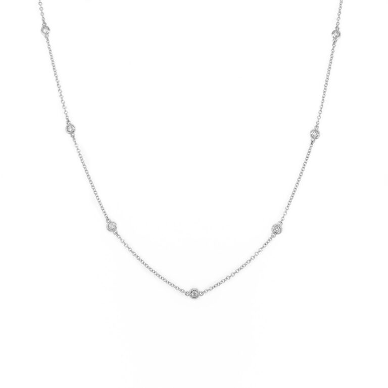 14k Gold & Diamond Station Necklace - 0.30ct