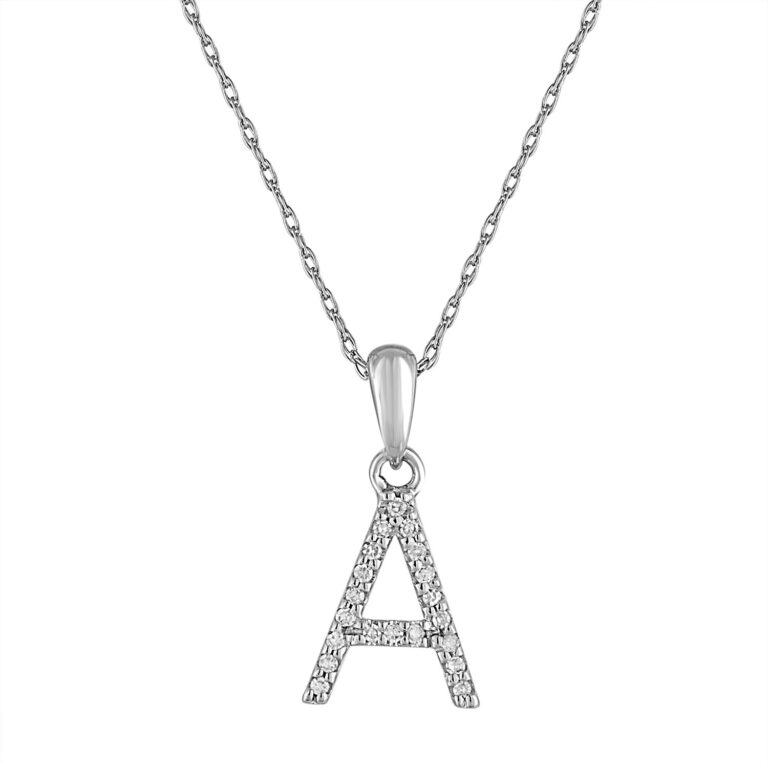 14k Gold & Diamond Initial A-Z Necklace Pendant 16-18" Inches - 0.07 ct. - 0.09 ct.