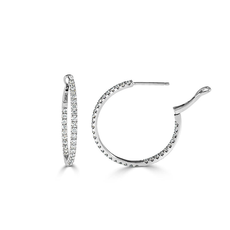 14k Gold & Diamond Hoop Earrings- 1.08 ct.