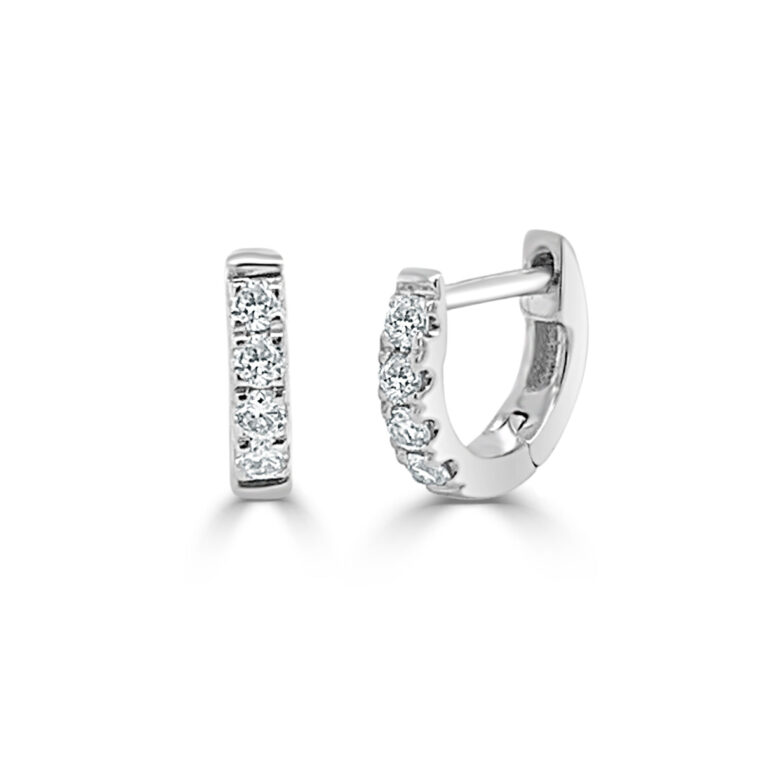 14k Gold & Diamond Tiny Huggie Earrings - 0.12ct