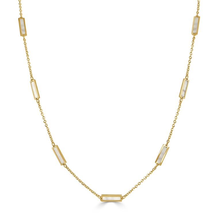 14k Gold & Pearl Station Necklace