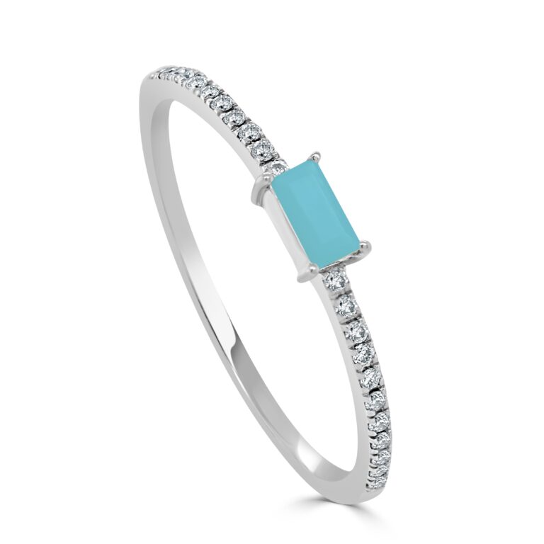 14K Gold Turquoise & Diamond Band