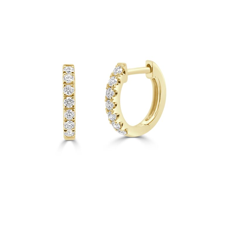 14k Gold & Diamond Huggie Earrings- 0.20ct.