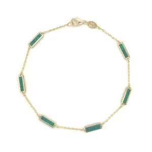 14k Gold & Malachite Station Bar Bracelet